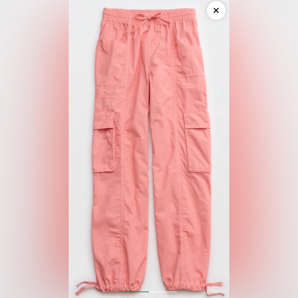 Aerie High Waisted Go-For-It Baggy Cargo Pant - Spicy Coral, Small